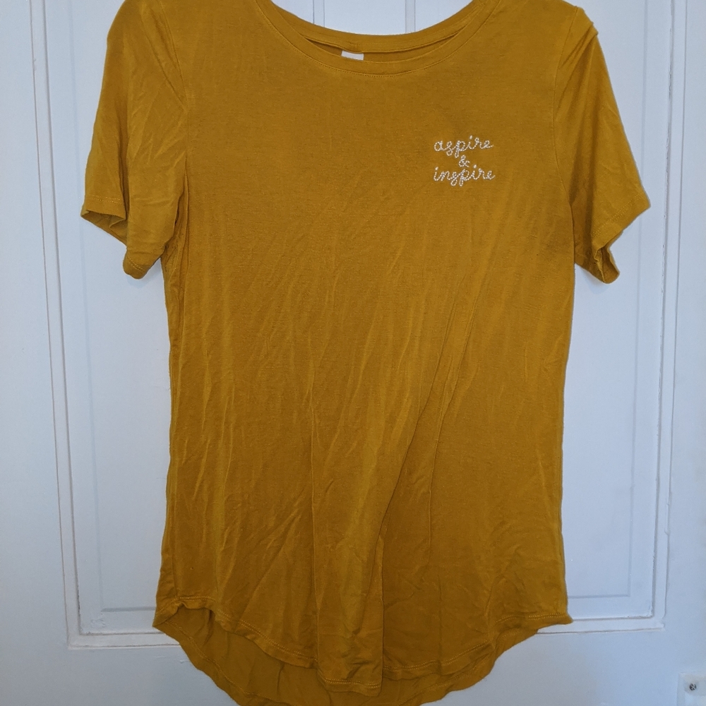 Yellow "Aspire & Inspire" t-shirt